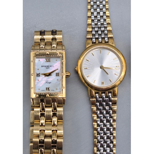 30 - A Collection of vintage ladies watches; Raymond Weil Tango 5970 gold plated watch. Skagen Denmark H0... 
