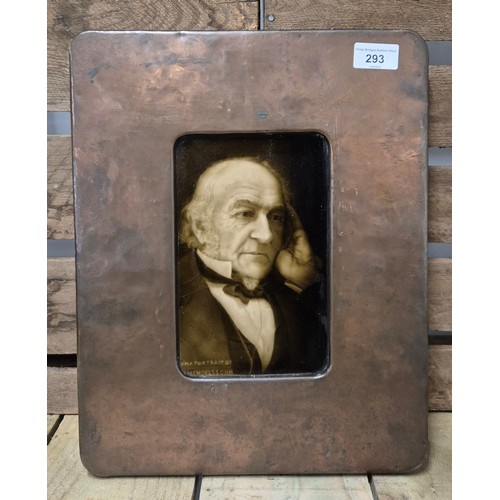 293 - H.S. Mendelssohn (fl.1898)
Glazed Tile Portrait of Sir William Gladstone. Fitted within a copper fra... 