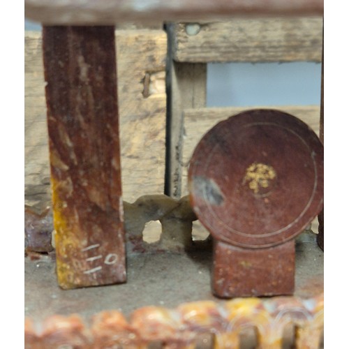 316 - Large antique Chinese soapstone temple carving. Raised on a wooden base. Buddha praying sat to the i... 