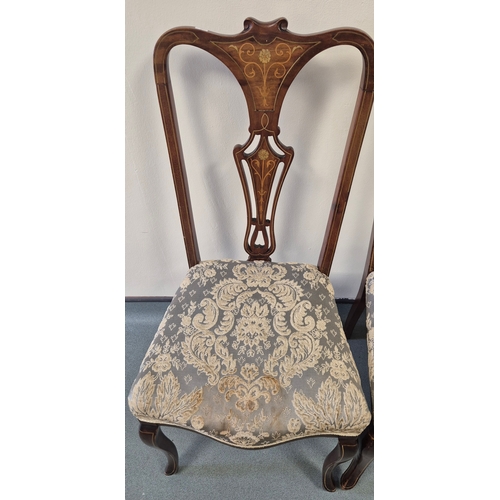 371 - A Set of Four Edwardian Inlaid Dining chairs. Raised on cabriole legs.