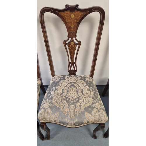 371 - A Set of Four Edwardian Inlaid Dining chairs. Raised on cabriole legs.