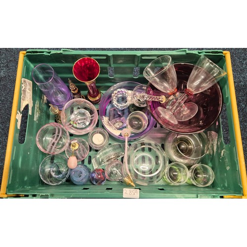 285A - Crate of art glass. Caithness glass vases, bowls and many other items.