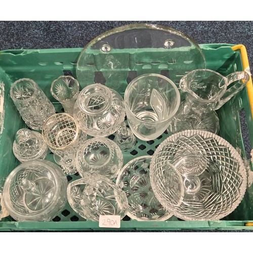 290A - Crate of Crystal and glassware; Vases, water jug and many other items.