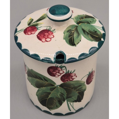 Antique Wemyss Raspberry lidded preserve pot with lid. Yellow signature ...