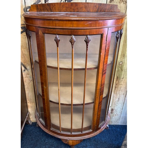 542 - 1920'S Bow front China cabinet. 127cm in height.