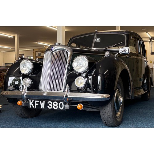 1953 Riley 1 1/2 litre Sportsman Saloon 
Registration No. KFW 380
Chassis no. RME21910
Engine no. RMA120551
Originally bought back in the 90's from Sotheby Auction.
The Riley concern constantly suffered financially in it's later years, and by 1938, had been taken over by the Nuffield Corporation. The cars that were produced under the Riley name were then accordingly reduced in number and in 1969 the company name was dropped entirely. 
Post war production centred on the successful RM series cars of which this is a 1 1/2 litre example. Black and green paint finish. Having a black leather top section. Green leather and material upholstery. Wood veneer trims. 
Full documentation provided with car and history.
Show medals and club history available.
M.O.T carried out 12/07/2025. The photos from the restoration, which lasted from 2003 to 2006, are in the photo album. There is a 
medium sized box of spare bits and other accessories for the car that were in the garage, along with 2 additional keys for the car.