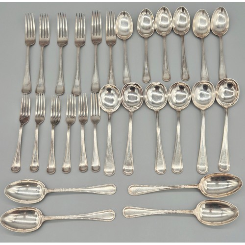 95 - Sheffield Silver matching cutlery. Produced by Mappin & Webb. Six Dessert/ starter Forks. Six Soup S... 