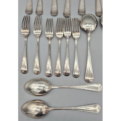 95 - Sheffield Silver matching cutlery. Produced by Mappin & Webb. Six Dessert/ starter Forks. Six Soup S... 