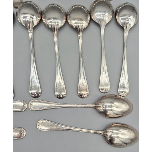 95 - Sheffield Silver matching cutlery. Produced by Mappin & Webb. Six Dessert/ starter Forks. Six Soup S... 
