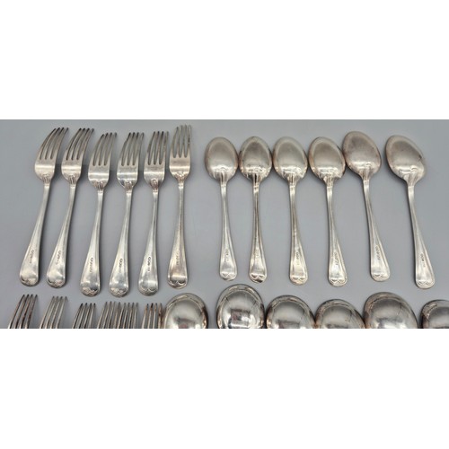 95 - Sheffield Silver matching cutlery. Produced by Mappin & Webb. Six Dessert/ starter Forks. Six Soup S... 