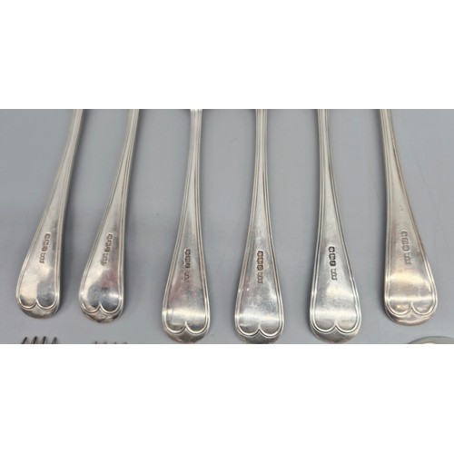 95 - Sheffield Silver matching cutlery. Produced by Mappin & Webb. Six Dessert/ starter Forks. Six Soup S... 