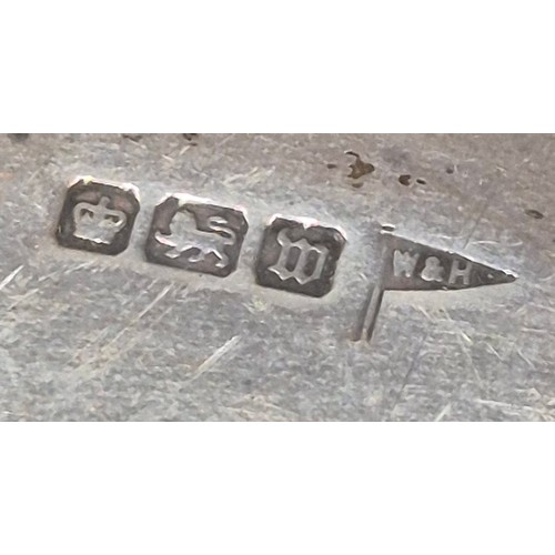 93 - Sheffield Silver Card Tray. Pie Crust Edge. Engraved to the centre- rubbed. Produced by Walker & Hal... 