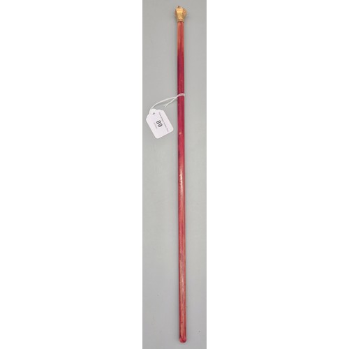 89 - Victorian Swaine & Isaac of London 18ct yellow gold and Mahogany swagger stick. 18ct is design with ... 