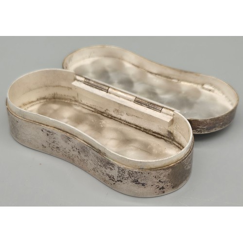98 - Birmingham Silver Kidney Shaped snuff box. 41.08grams. Maker MAL.