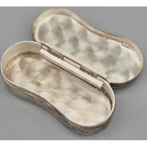 98 - Birmingham Silver Kidney Shaped snuff box. 41.08grams. Maker MAL.