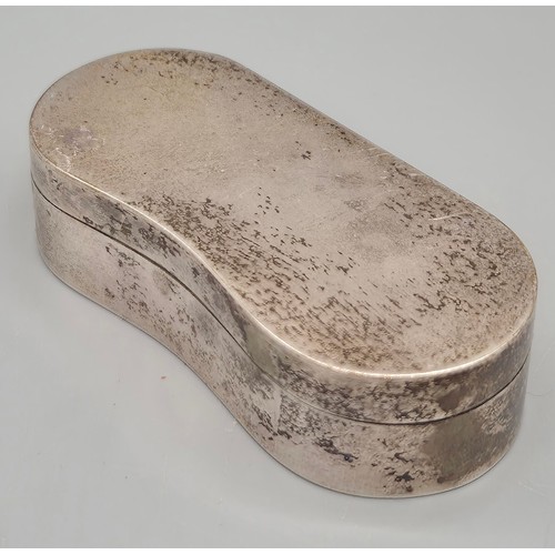 98 - Birmingham Silver Kidney Shaped snuff box. 41.08grams. Maker MAL.