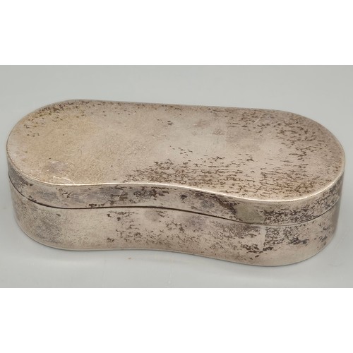 98 - Birmingham Silver Kidney Shaped snuff box. 41.08grams. Maker MAL.