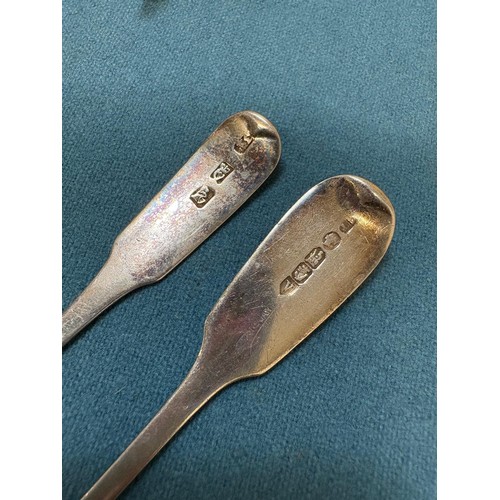 100A - A Collection of Silver flatwares; Sheffield Silver Crape scissors. Two Various Dublin Silver tea spo... 