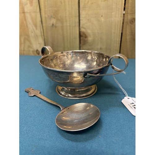 112 - Liberty & Co Ltd Birmingham Silver porringer two handled bowl and matching Liberty & Co Ltd Birmingh... 