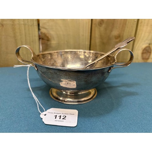 112 - Liberty & Co Ltd Birmingham Silver porringer two handled bowl and matching Liberty & Co Ltd Birmingh... 