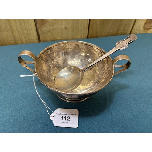 112 - Liberty & Co Ltd Birmingham Silver porringer two handled bowl and matching Liberty & Co Ltd Birmingh... 