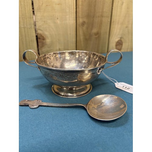 112 - Liberty & Co Ltd Birmingham Silver porringer two handled bowl and matching Liberty & Co Ltd Birmingh... 
