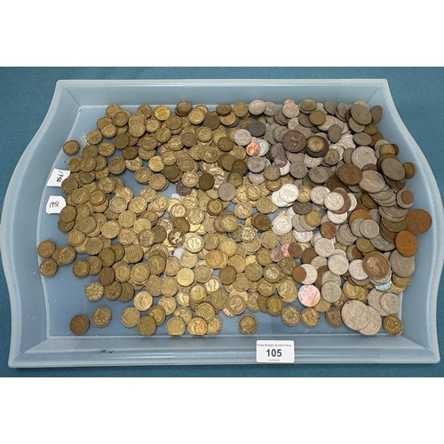 105 - A Collection of early and Mid 20th century British Coins; Three Pence coins, One Penny coins and var... 