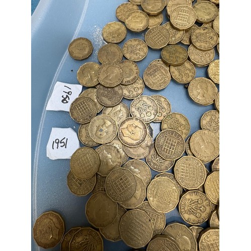 105 - A Collection of early and Mid 20th century British Coins; Three Pence coins, One Penny coins and var... 
