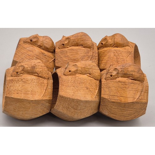 Robert Thompson Mouseman A Set of six oak carved napkin rings ...