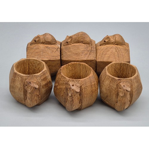 Robert Thompson Mouseman A Set of six oak carved napkin rings ...