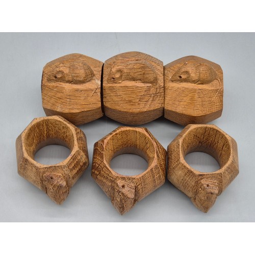 Robert Thompson Mouseman A Set of six oak carved napkin rings ...