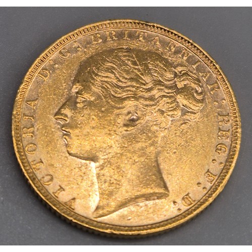 1884 Queen Victoria Gold Sovereign Coin.
