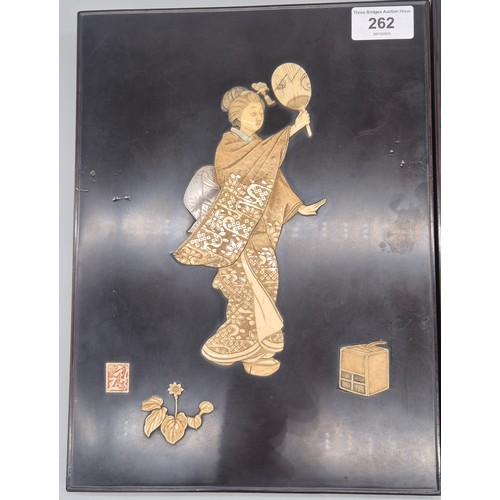 262 - Pair of 19th Century Japanese Shibayama Laquered panels. 30x22cm