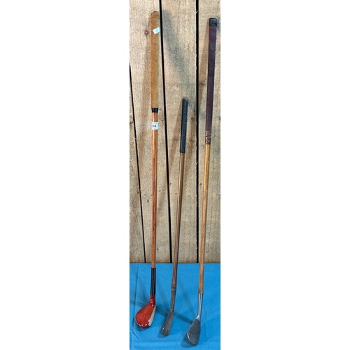 204 - Three Hickory Shaft gold clubs; Old Manor Lundin Links club, J. Duncan of Stirling club and Rubber S... 