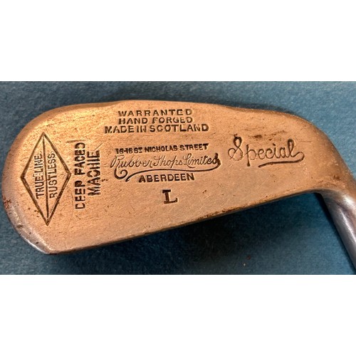 204 - Three Hickory Shaft gold clubs; Old Manor Lundin Links club, J. Duncan of Stirling club and Rubber S... 