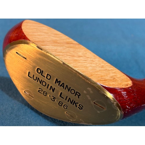 204 - Three Hickory Shaft gold clubs; Old Manor Lundin Links club, J. Duncan of Stirling club and Rubber S... 