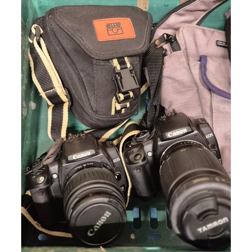 237 - Three various digital cameras; Canon EOS with Jessop 58mm lens. Canon EOS with Tamron 100-300mm lens... 
