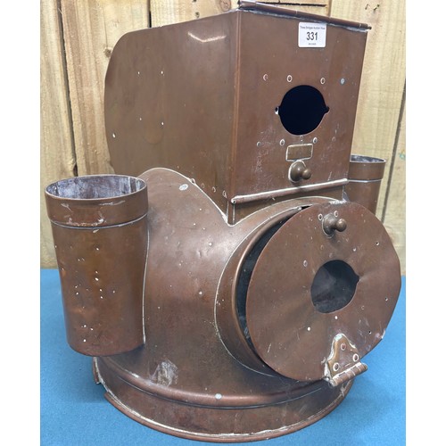 331 - Large British reflecting compass together with a copper compass housing.