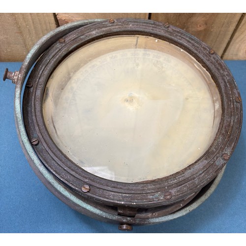331 - Large British reflecting compass together with a copper compass housing.