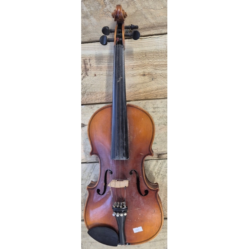 282 - 19th Century One Piece German Violin. No Label. 350mm.