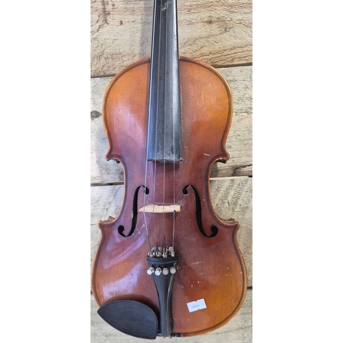 282 - 19th Century One Piece German Violin. No Label. 350mm.
