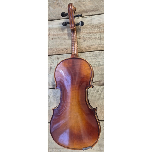 282 - 19th Century One Piece German Violin. No Label. 350mm.