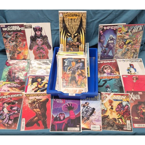 518 - Collection of Marvel Comics; Wolverine, Xmen, Variant Editions, #1 comics along with others.
