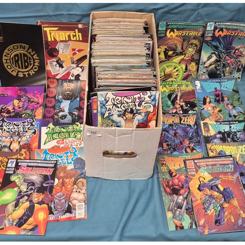 494 - Crate of Mixed Comics; Malibu Warstrike series comics, Weapon Zero, Axis comics & many more.