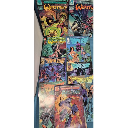 494 - Crate of Mixed Comics; Malibu Warstrike series comics, Weapon Zero, Axis comics & many more.