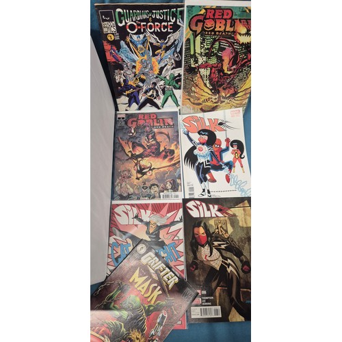 460 - Crate of Marvel Comics; Red Goblin, Silk, Guardians of justice, #1 comics along with others.