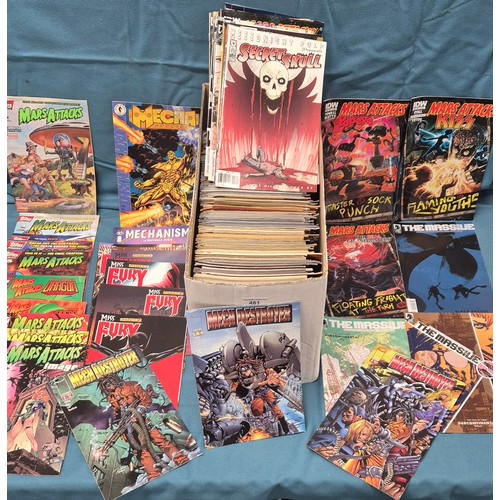 461 - Crate of mixed Comics; Dark Horse, Mars Attacks, Mech Destroyer, Miracleman, #1 comics along with ot... 
