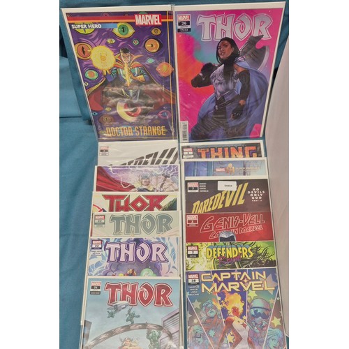 474 - Crate of Marvel Comics; Variant  editions, Thor, Marvel Strange, Captain Marvel, #1 comics along wit... 