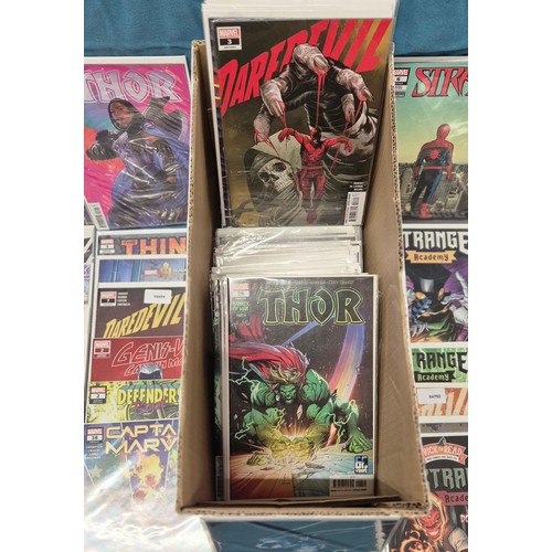 474 - Crate of Marvel Comics; Variant  editions, Thor, Marvel Strange, Captain Marvel, #1 comics along wit... 