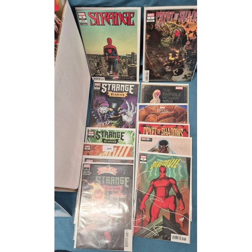 474 - Crate of Marvel Comics; Variant  editions, Thor, Marvel Strange, Captain Marvel, #1 comics along wit... 
